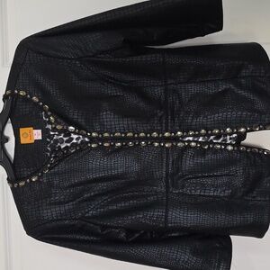 Ruby Rd. Black Textured Blazer with Gold Accents
